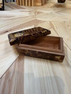 Tortoiseshell Style Wood Box with Beveled Lid - 4780628