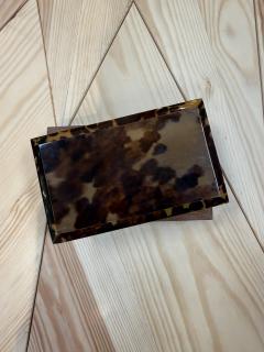 Tortoiseshell Style Wood Box with Beveled Lid - 4780629