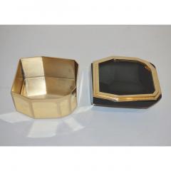 Toso Italian Modern Diamond Shaped Smoked Gray Murano Glass Brass Jewel Box - 1093468