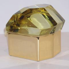 Toso Vetri D arte Toso Italian Modern Diamond Shaped Gold Murano Glass and Brass Jewel Like Box - 1183875