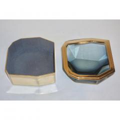 Toso Vetri D arte Toso Italian Modern Diamond Shaped Smoked Murano Glass Brass Jewel Like Box - 1151571