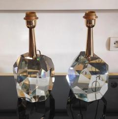 Toso Vetri Darte Pair of translucid Crystal Faceted Table Lamp by Toso - 2788584