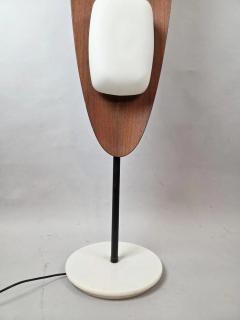 Totem floor lamp by Goffredo Reggiani wood marble and opaline glass Italy - 4546237