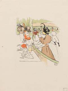 Toulouse Lautrec lithograph of a Man and Women skating - 4527596