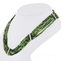 Tourmalene Platinum Beaded Green Tourmalene And Diamond Strand Necklace - 4400069