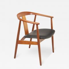 Tove Edvard Kindt Larsen Scandinavian Modern Teak Leather Armchair Designed by Edvard Tove Larsen - 3449686