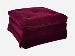 Traditional Aubergene Mohair Rolling Ottoman England 1970s - 4323526