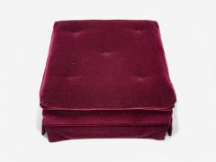 Traditional Aubergene Mohair Rolling Ottoman England 1970s - 4323528