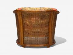 Traditional Cane Walnut Barrel Back Armchair USA 1980s - 4248714