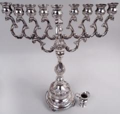 Traditional Classical Sterling Silver Hannukah Menorah - 4032735