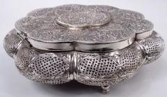 Traditional Indian Large Heavy Exotic Silver Keepsake Box - 4247054