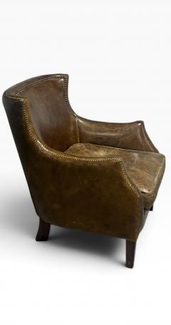 Traditional Nailhead Brown Leather Armchair - 4815198