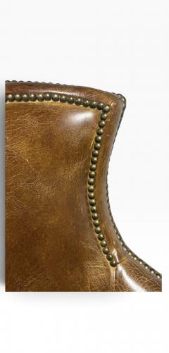 Traditional Nailhead Brown Leather Armchair - 4815201