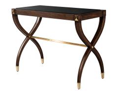 Traditional Regency Walnut Console Table Black Glass Top - 3620349