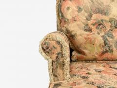 Traditional Rolled Arm Lounge Chair Floral Fabric Wood USA 1980s - 4587950
