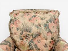 Traditional Rolled Arm Lounge Chair Floral Fabric Wood USA 1980s - 4587952