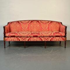 Traditional Sheridan Style Sofa Settee Silk Scalamandre Upholstery Mahogany - 3331957