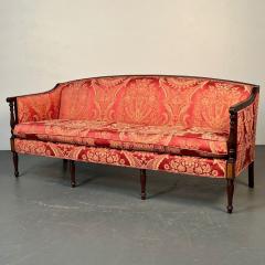 Traditional Sheridan Style Sofa Settee Silk Scalamandre Upholstery Mahogany - 3331966