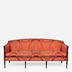 Traditional Sheridan Style Sofa Settee Silk Scalamandre Upholstery Mahogany - 3334190