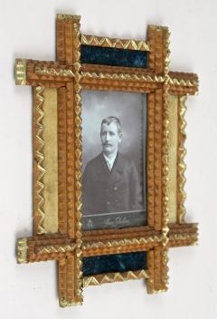 Tramp Art Photo Frame With Gilt Elements Velvet Austria ca 1890 - 3324906