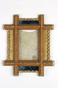 Tramp Art Photo Frame With Gilt Elements Velvet Austria ca 1890 - 3324909