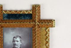 Tramp Art Photo Frame With Gilt Elements Velvet Austria ca 1890 - 3324912