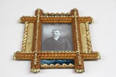 Tramp Art Photo Frame With Gilt Elements Velvet Austria ca 1890 - 3324916