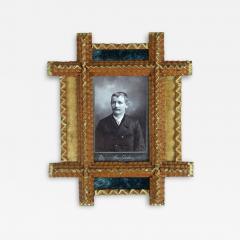 Tramp Art Photo Frame With Gilt Elements Velvet Austria ca 1890 - 3330964