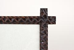 Tramp Art Rustic Photo Picture Frame Hand Carved Austria circa 1880 - 3657491