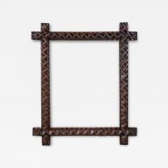 Tramp Art Rustic Photo Picture Frame Hand Carved Austria circa 1880 - 3661154