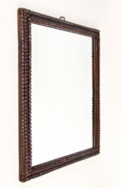 Tramp Art Rustic Wall Mirror 19th Century Handcarved Austria circa 1870 - 3516015