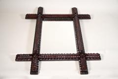 Tramp Art Rustic Wall Mirror Hand Carved Austria circa 1870 - 3530316