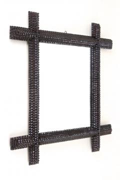 Tramp Art Rustic Wall Mirror Handcarved Austria circa 1880 - 3625525
