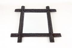 Tramp Art Rustic Wall Mirror Handcarved Austria circa 1880 - 3625533