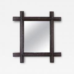 Tramp Art Rustic Wall Mirror Handcarved Austria circa 1880 - 3627597