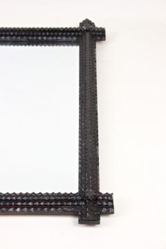 Tramp Art Rustic Wall Mirror With Protruding Corners Austria ca 1880 - 3365350