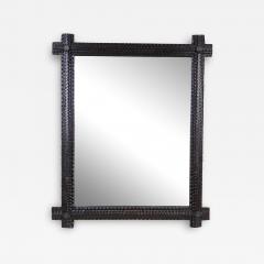 Tramp Art Rustic Wall Mirror With Protruding Corners Austria ca 1880 - 3372350