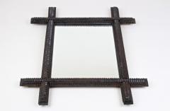 Tramp Art Wall Mirror Rustic Style Handcarved Austria circa 1870 - 3477023