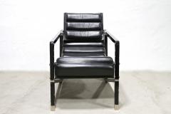 Transat Chair With Black Leather Design Eileen Gray 1927 France ca 1975 - 3310179