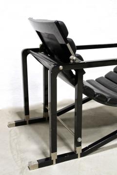 Transat Chair With Black Leather Design Eileen Gray 1927 France ca 1975 - 3310186