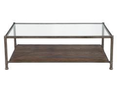 Transitional Industrial 2 Tier Metal Coffee Table with Oak Base - 4410839