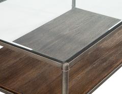 Transitional Industrial 2 Tier Metal Coffee Table with Oak Base - 4410846