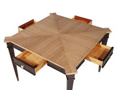 Transitional Mahogany Games Table in 2 Tone Natural Finish with Brass Accents - 4476171