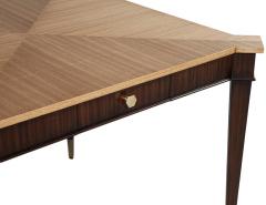 Transitional Mahogany Games Table in 2 Tone Natural Finish with Brass Accents - 4476172