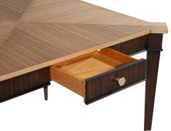 Transitional Mahogany Games Table in 2 Tone Natural Finish with Brass Accents - 4476173