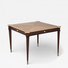 Transitional Mahogany Games Table in 2 Tone Natural Finish with Brass Accents - 4476419