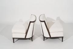 Transitional Slipper Chairs in Ivory Mohair C 1950s - 3006198