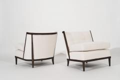 Transitional Slipper Chairs in Ivory Mohair C 1950s - 3006199