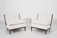 Transitional Slipper Chairs in Ivory Mohair C 1950s - 3006200