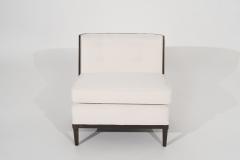 Transitional Slipper Chairs in Ivory Mohair C 1950s - 3006201